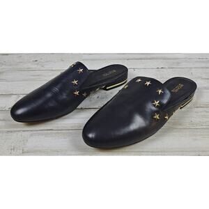 MICHAEL KORS Women's Natasha Gold Star Studded Mules Black Pointed Toe Sz 9.5M